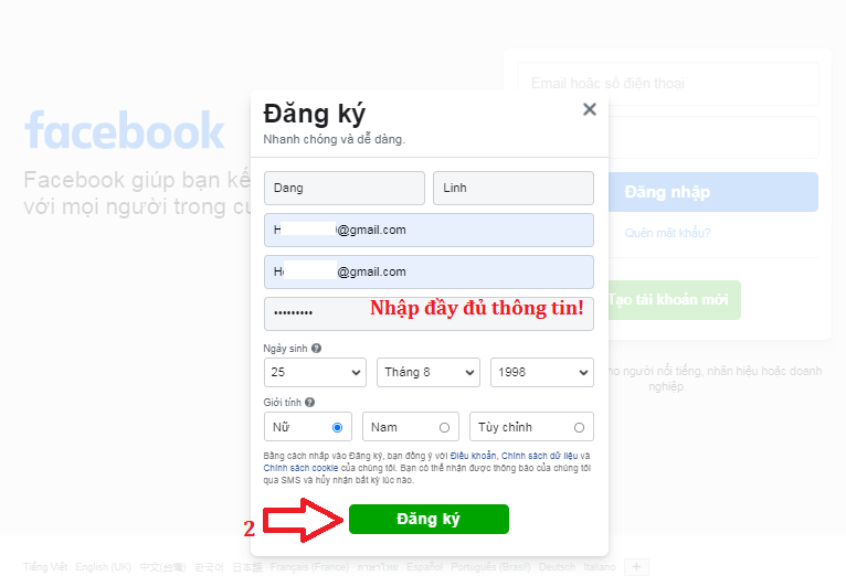 cách tạo tài khoản facebook