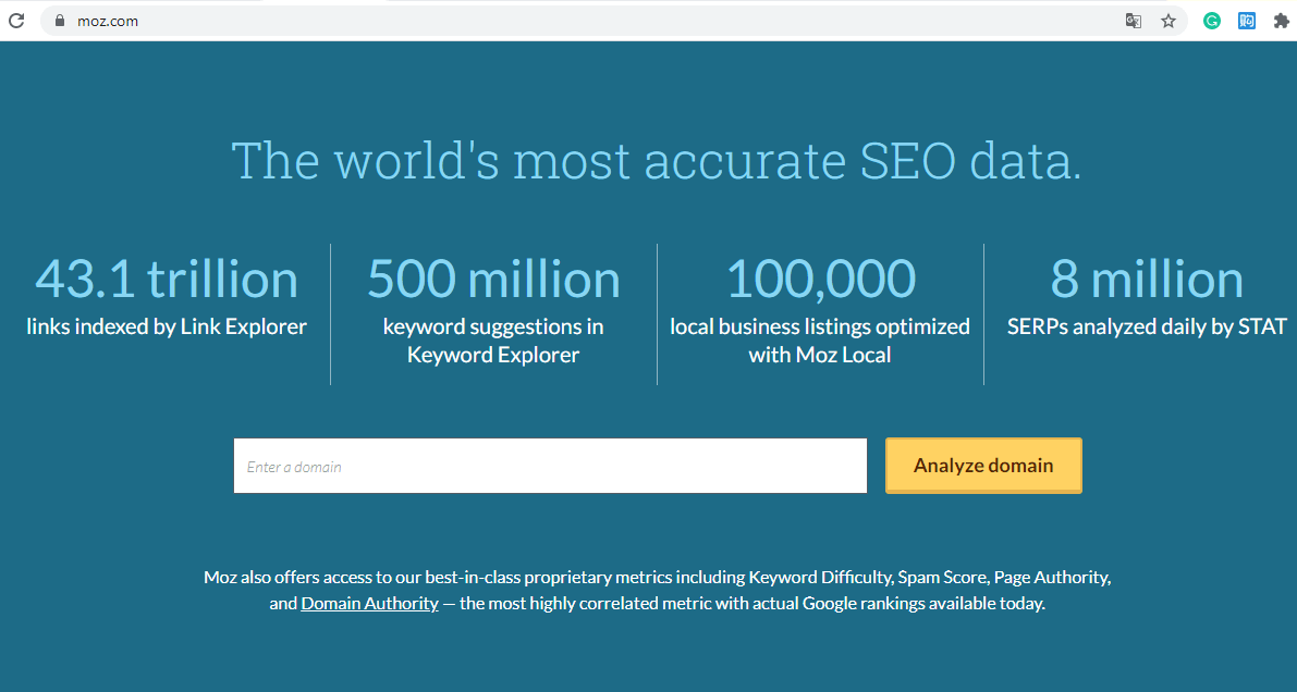 Công cụ seo MOZ